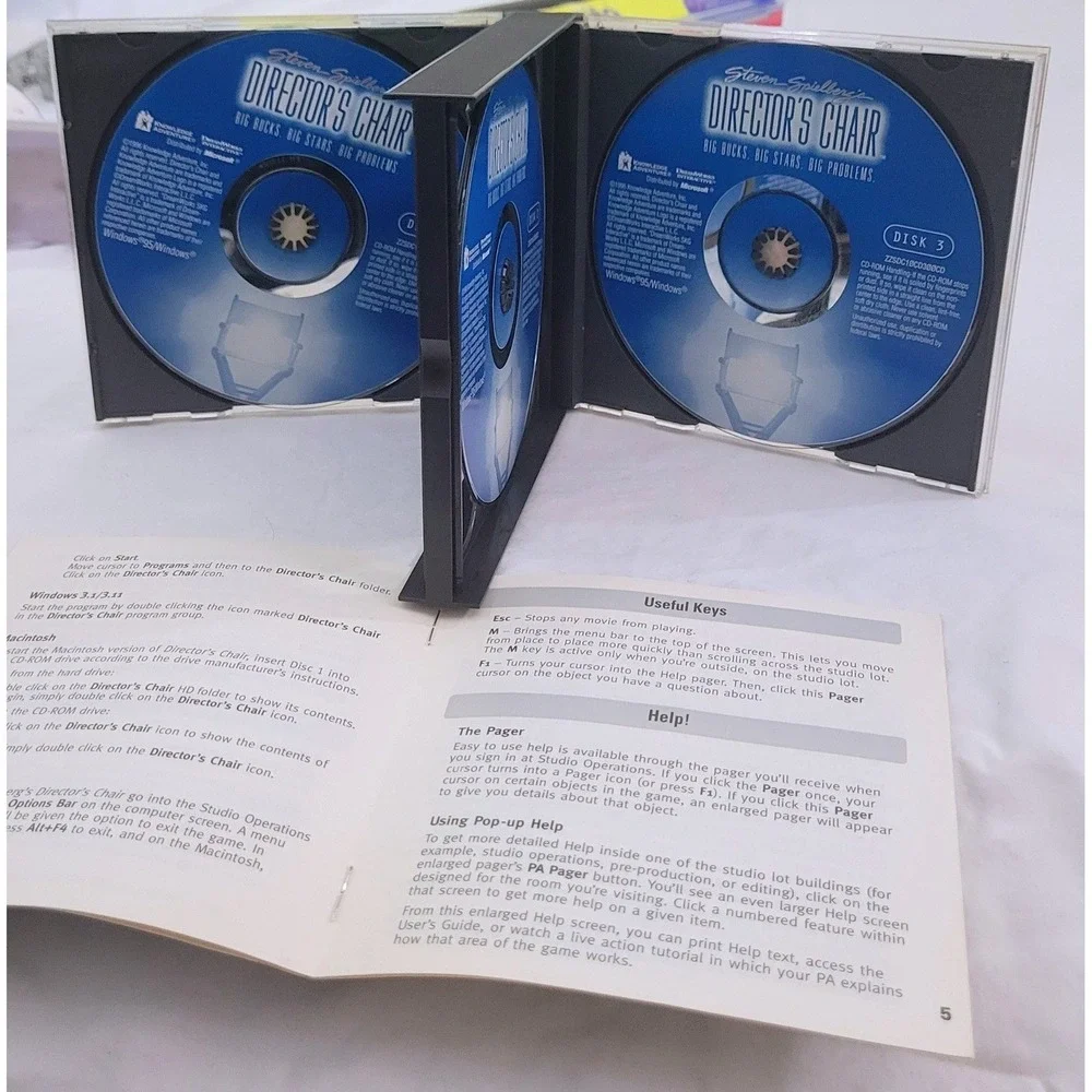 Steven Spielbergs Directors Chair PC CD ROM 1996 Retro Vintage Game 3 Discs